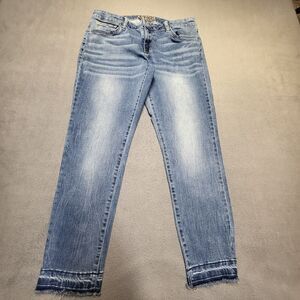 Arizona Jeans Juniors 11 Blue Slim Straight Leg Distressed Stretch Denim